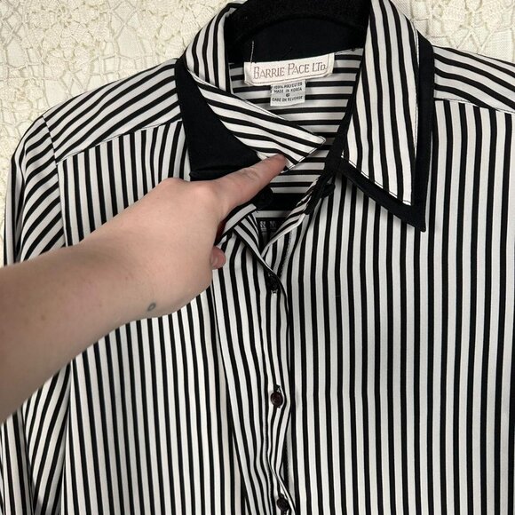 Vintage Barrie Pace Ltd Black and White Striped Blouse - Picture 3 of 8